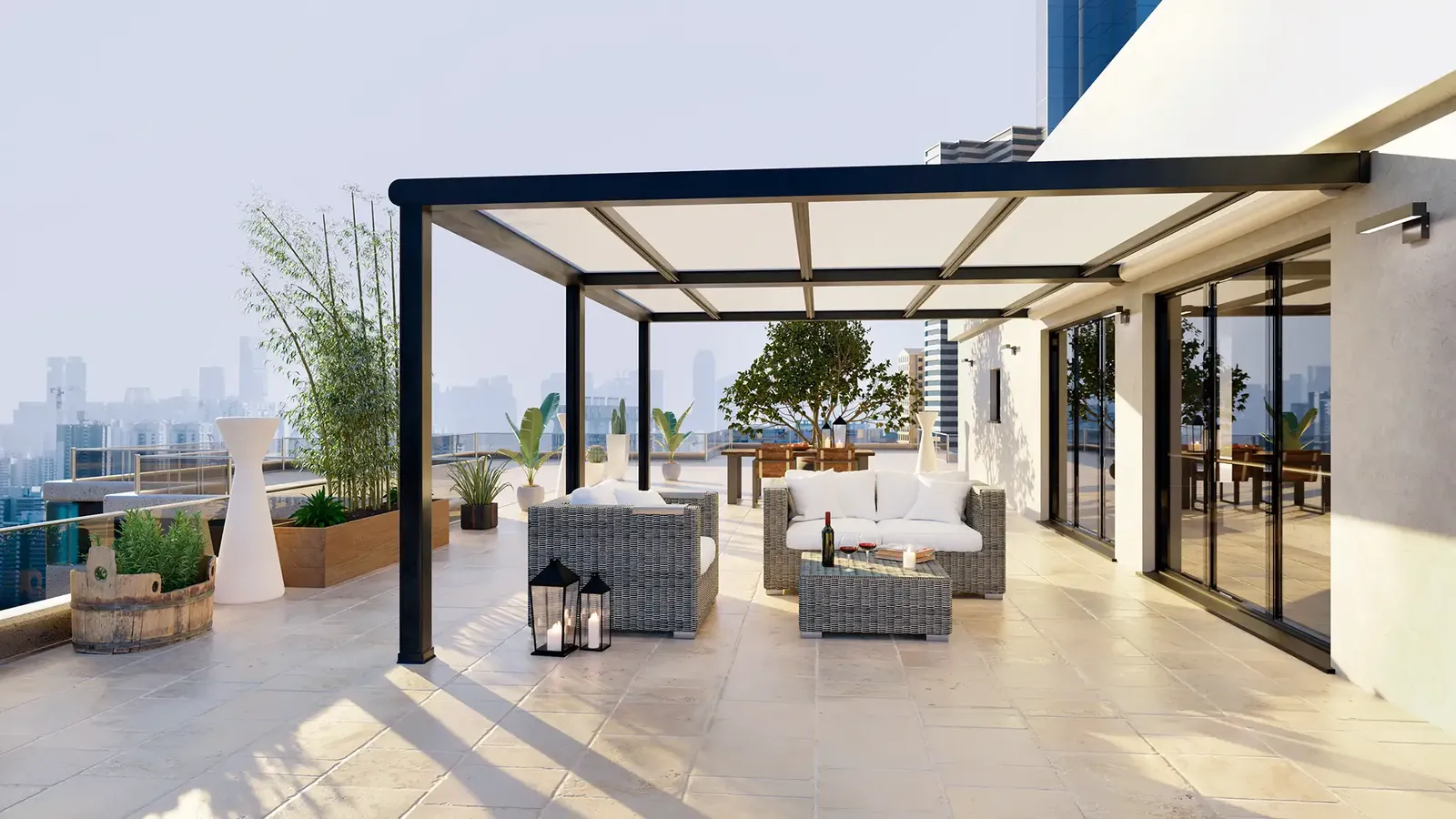 Hliníková pergola na terase rodinného domu