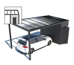 Carport s úložným vybavením