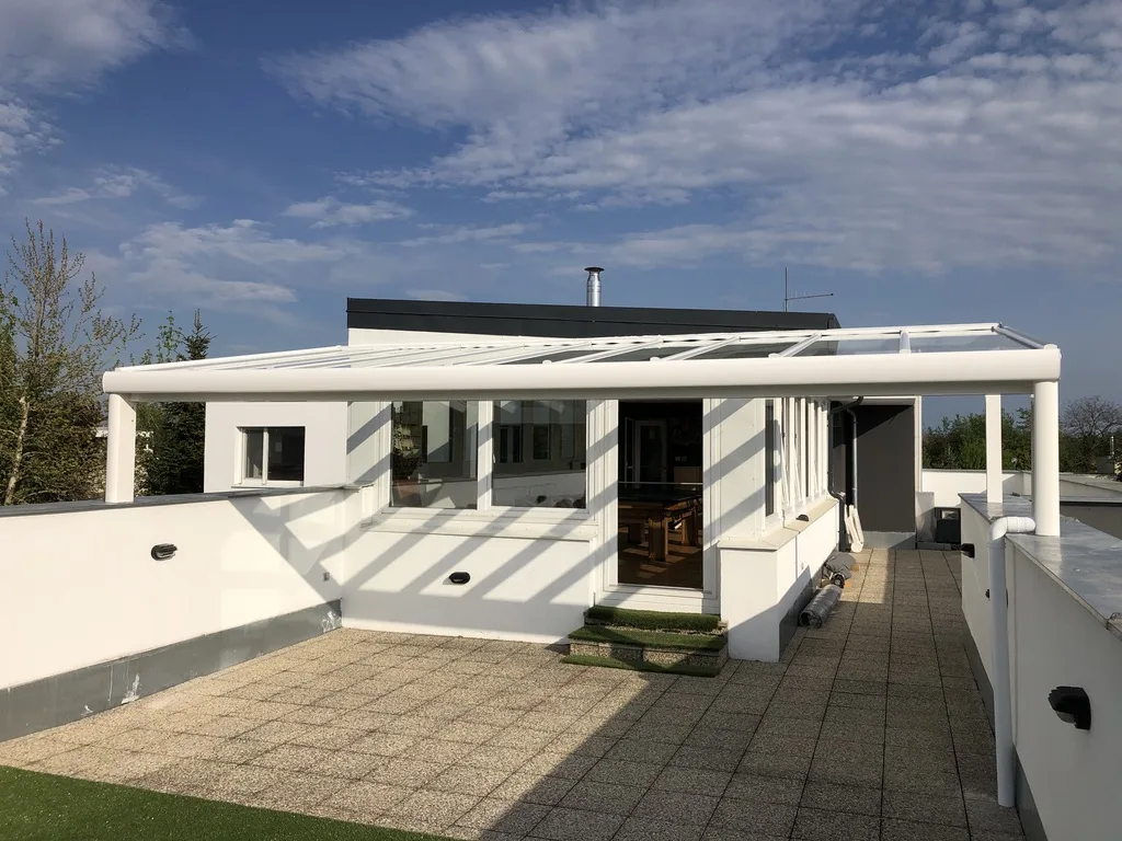 Hliníková pergola na terasu — realizácia Techconsystems